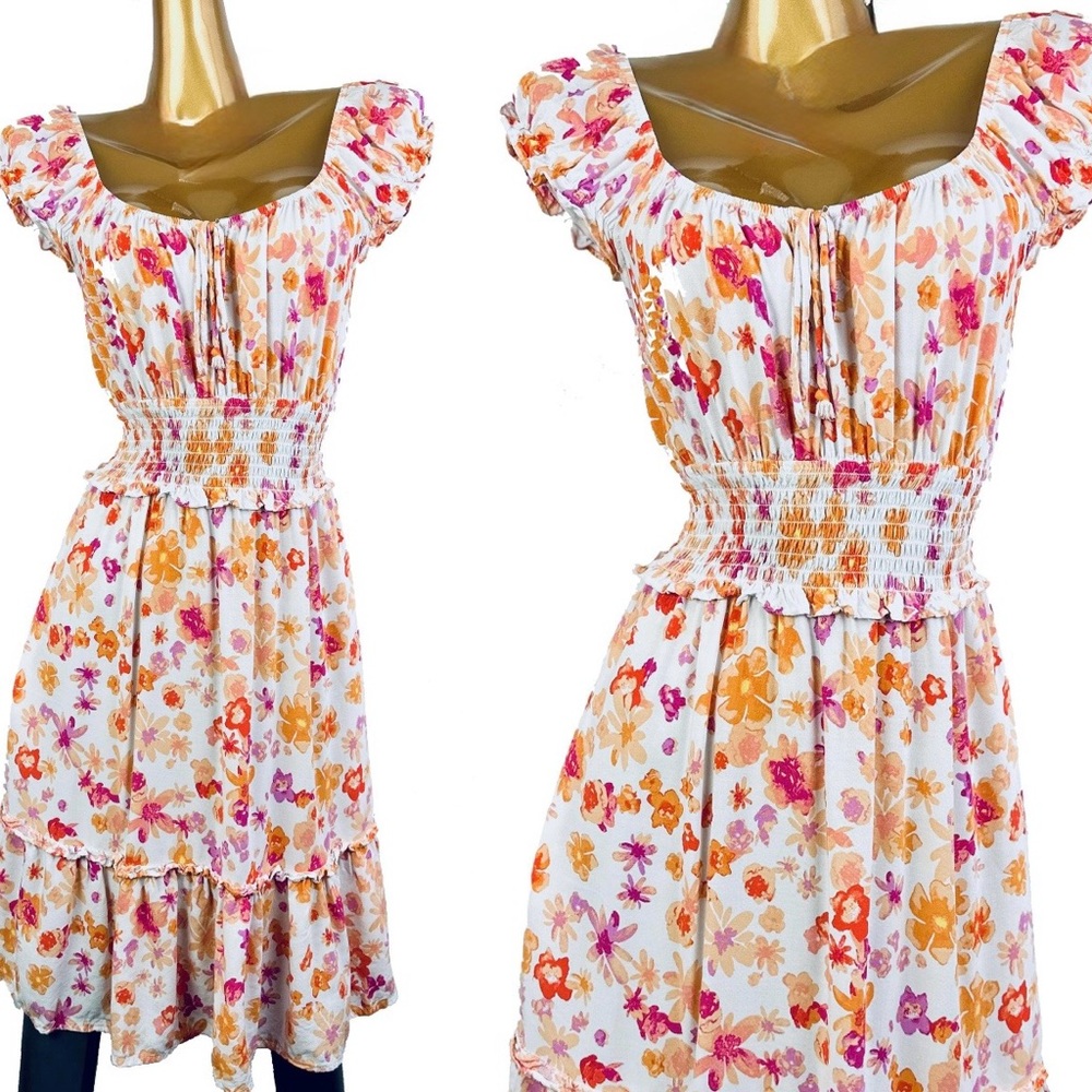 Wild Fable Floral Smocked Midi Dress Cottagecore Boho Ruffle Women’s Medium